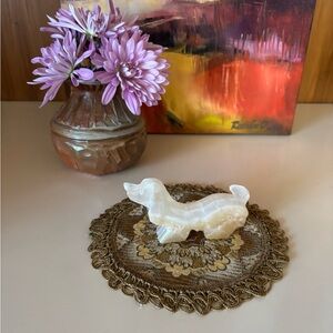 Vintage Round Brocade Tapestry Doily MCM Floral Decorative Placemat Gold Lace